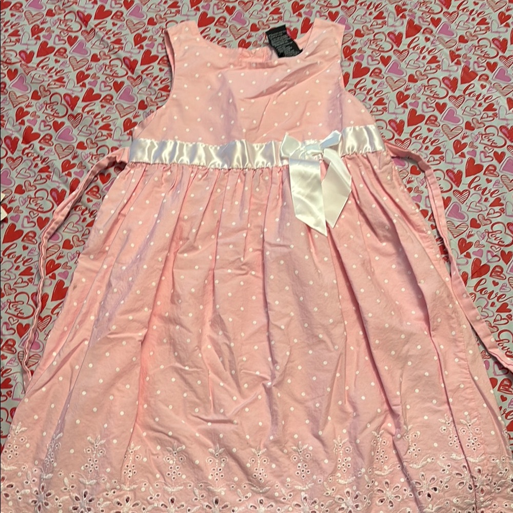 Pink Sleeveless Dress with White Bow